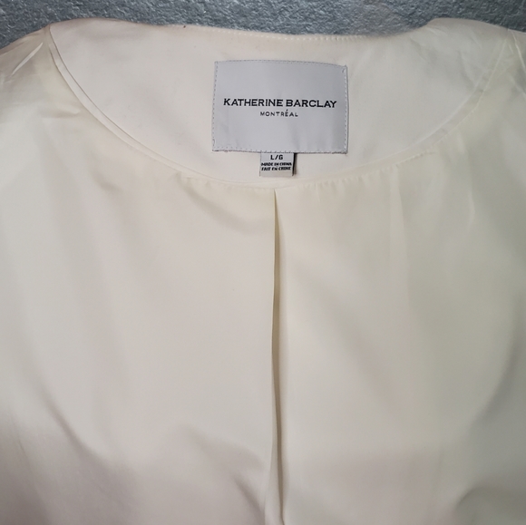 KATHERINE BARCLAY Long Coat White Blazer Zip - Picture 2 of 12